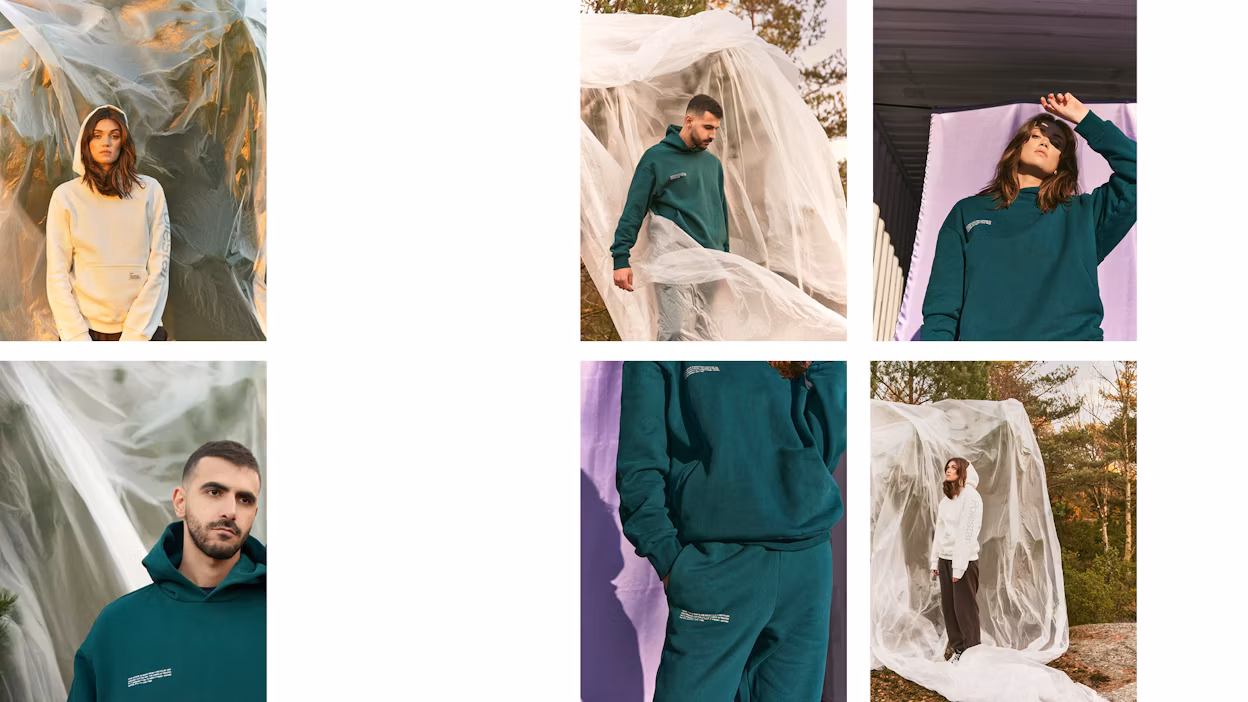 Models in Pangaia clothing.