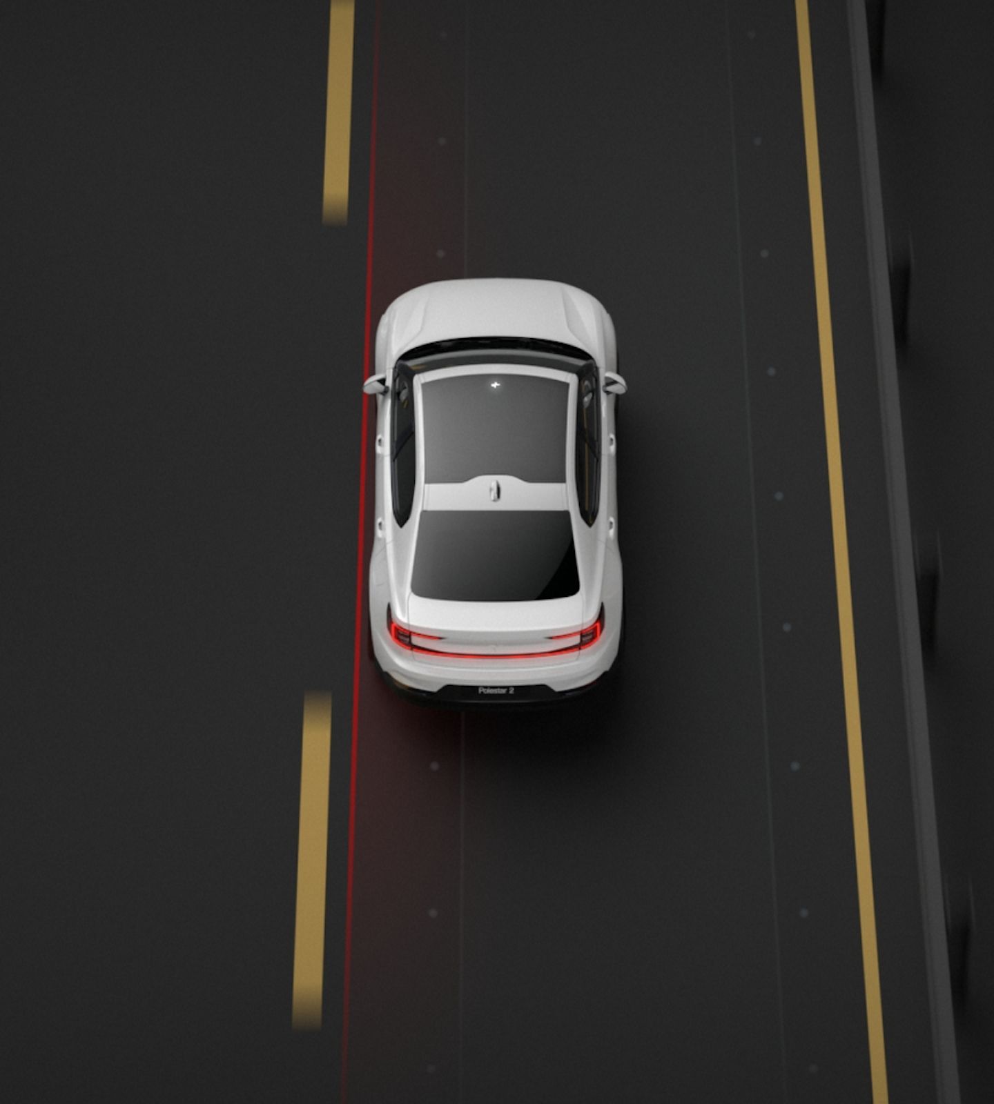 Polestar 2 steering back to its current lane after an attempted lane change without indication.