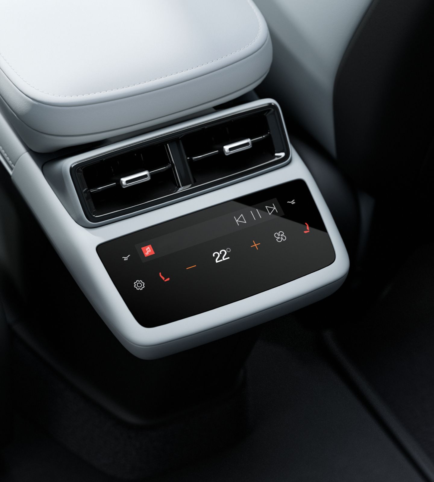 Polestar 4’s 5.7 inch display for climate and entertainment settings for rear passengers.