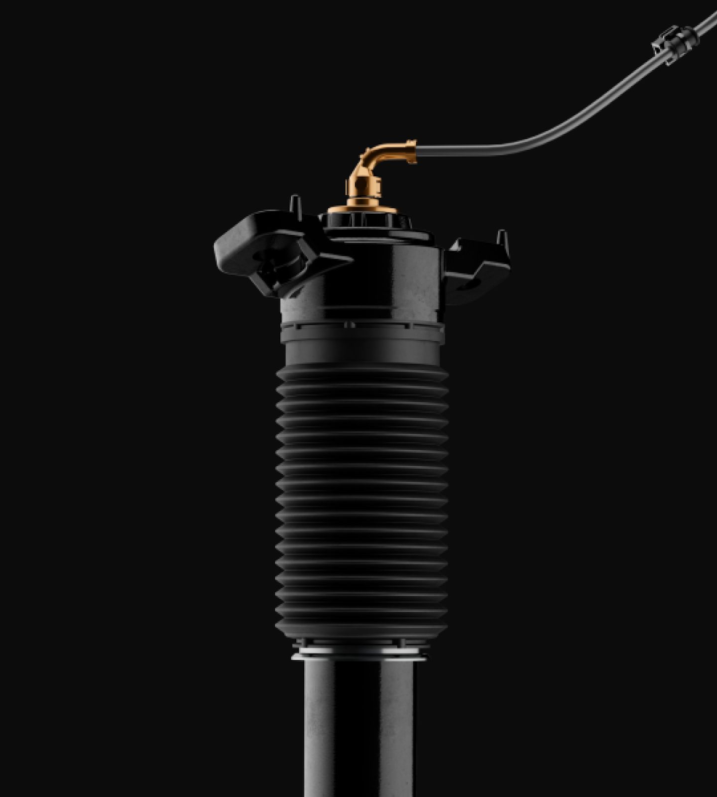 Polestar 4’s tuned active ZF dampers in a black background.