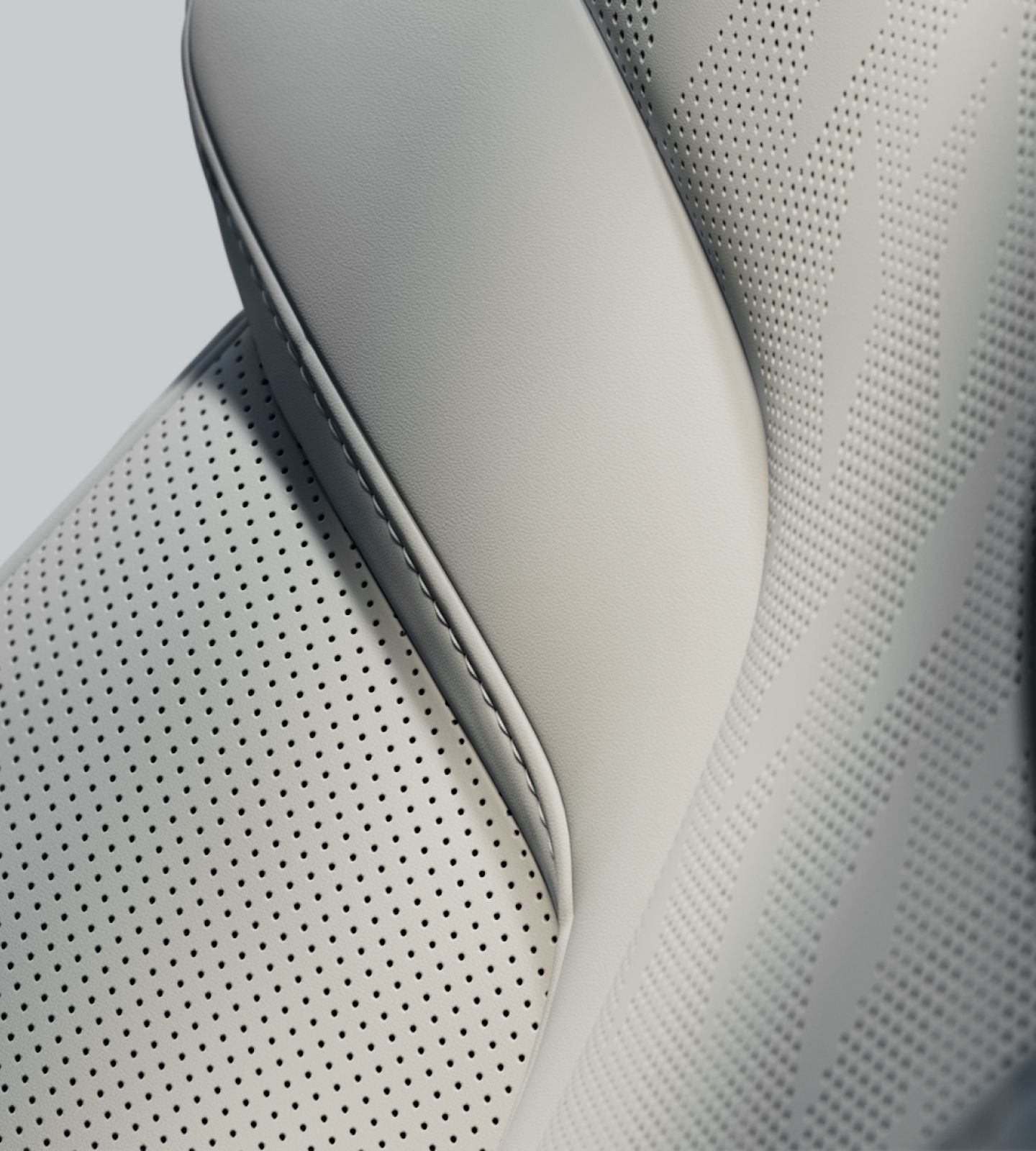 Close up of the white ventilated upholstery for Polestar 3.